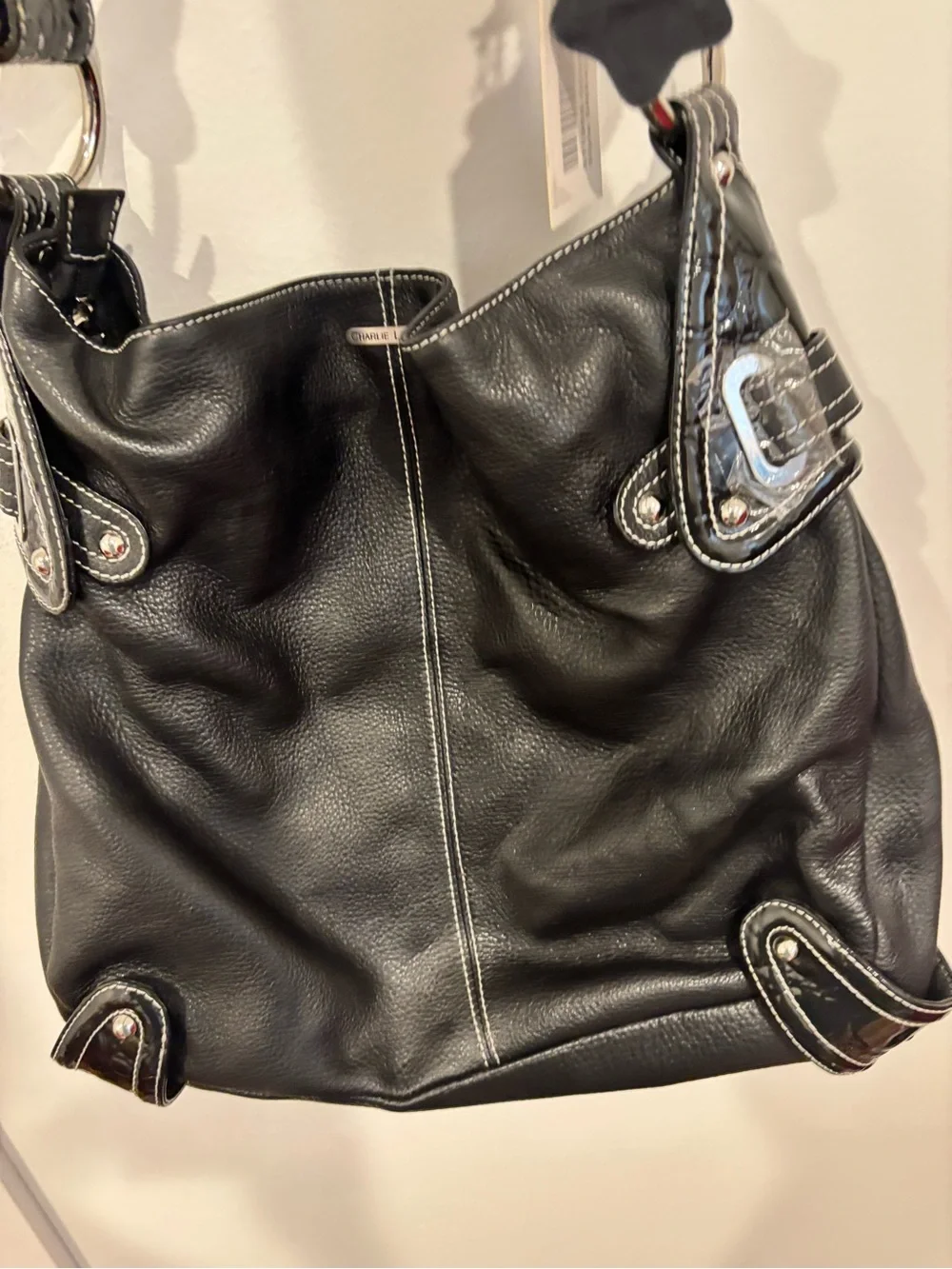 Charlie Lapson Black Leather Shoulder Bag